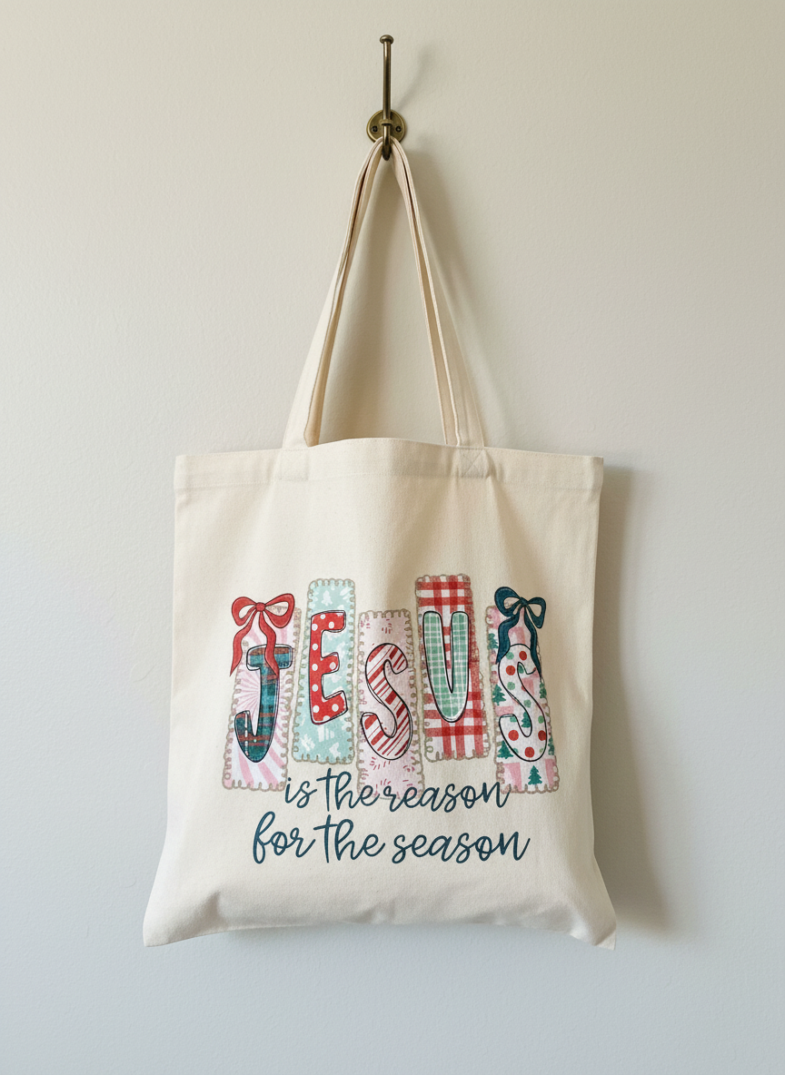 “Jesus is the reason for the season” Canvas tote