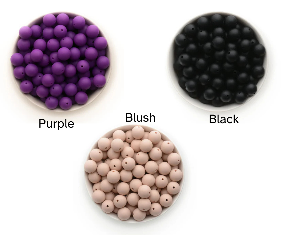 Solid Color 15mm Silicone Beads
