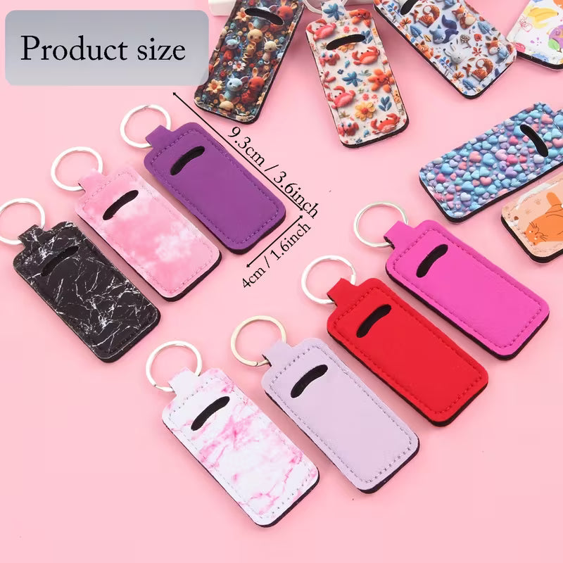 21pcs Lipstick Holder Keychain Bulk Neoprene Lipstick Gloss Lipstick Pouch with Metal Ring for Lipstick Lanyard Birthday Gift Travel Key Ring Holder, Multiple Colors, Modern.