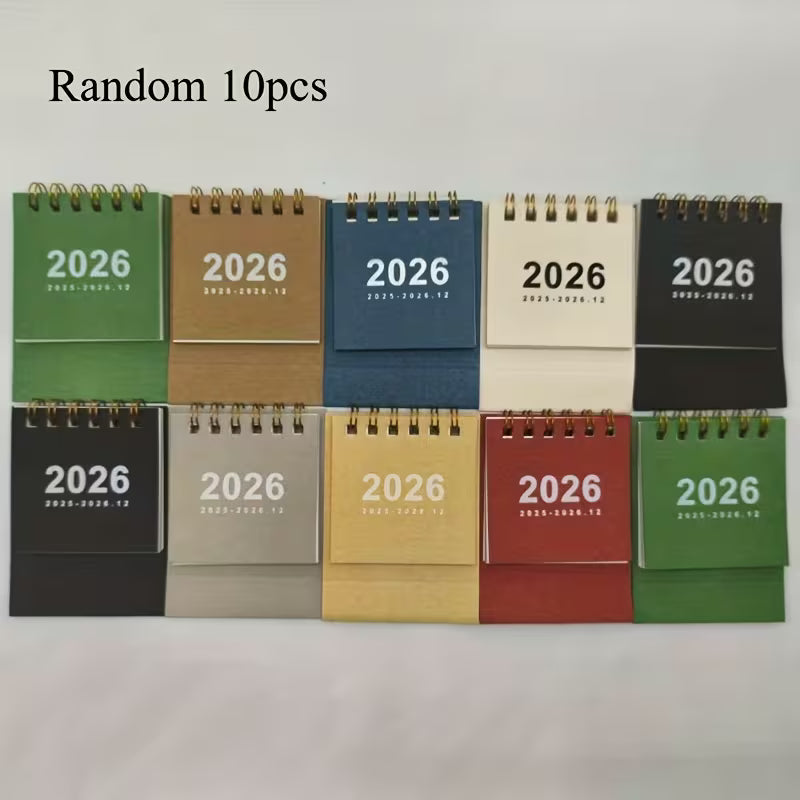 10pcs 2026 Mini Desk Calendar Set - Monthly Planner with Golden Accents, Compact Design for Home, Office, Party, Christmas & Back-to-School Gifts, Desk Calendar Set, Office Supplies, Elegant Cover Design, Durable Paper Material, Mini Calendar