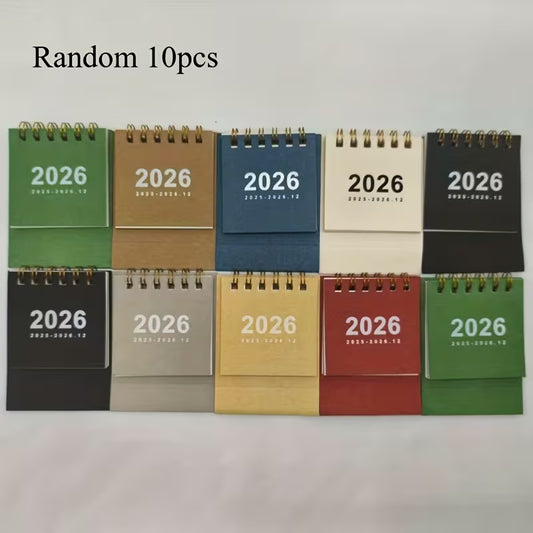 10pcs 2026 Mini Desk Calendar Set - Monthly Planner with Golden Accents, Compact Design for Home, Office, Party, Christmas & Back-to-School Gifts, Desk Calendar Set, Office Supplies, Elegant Cover Design, Durable Paper Material, Mini Calendar