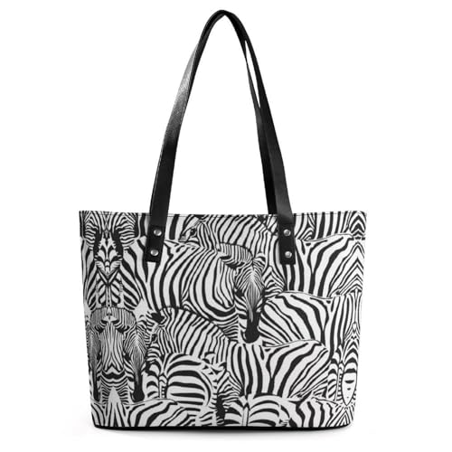Women's Leather Tote Bag Fashion Handbag for Work Travel Shopping Daily Use Large Capacity Shoulder Purse