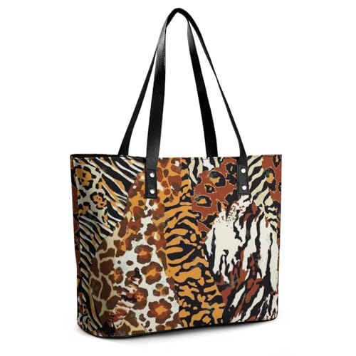 Women's Leather Tote Bag Fashion Handbag for Work Travel Shopping Daily Use Large Capacity Shoulder Purse
