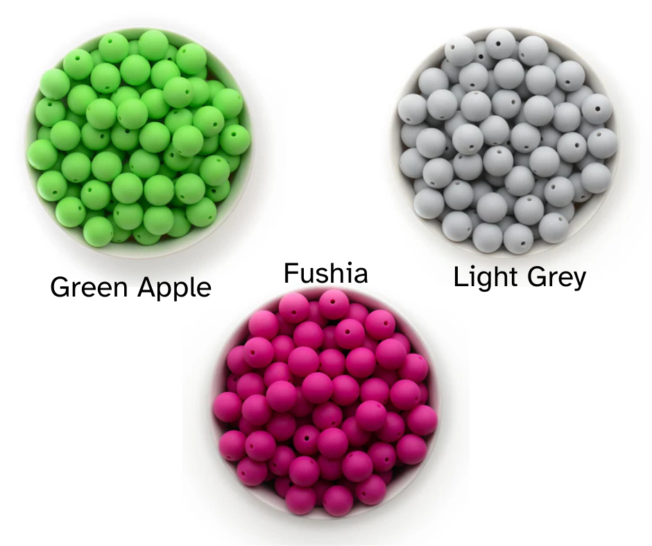 Solid Color 15mm Silicone Beads