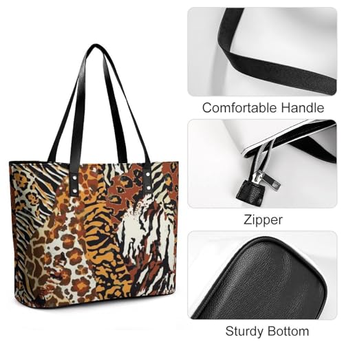 Women's Leather Tote Bag Fashion Handbag for Work Travel Shopping Daily Use Large Capacity Shoulder Purse
