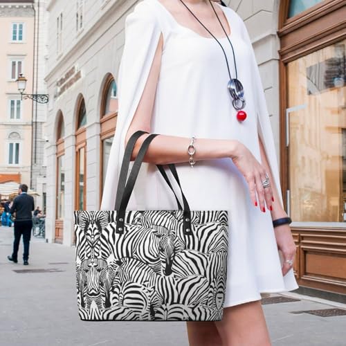 Women's Leather Tote Bag Fashion Handbag for Work Travel Shopping Daily Use Large Capacity Shoulder Purse