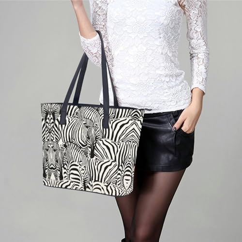 Women's Leather Tote Bag Fashion Handbag for Work Travel Shopping Daily Use Large Capacity Shoulder Purse