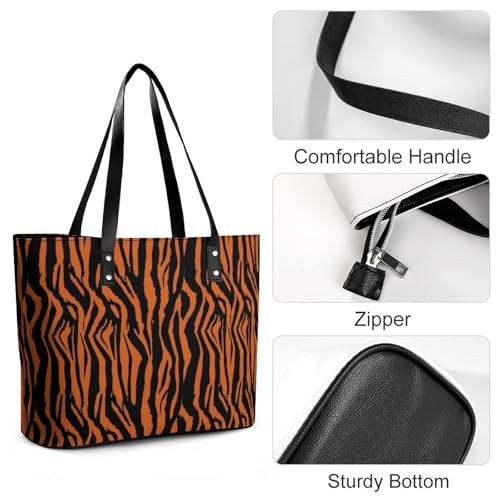 Women's Leather Tote Bag Fashion Handbag for Work Travel Shopping Daily Use Large Capacity Shoulder Purse