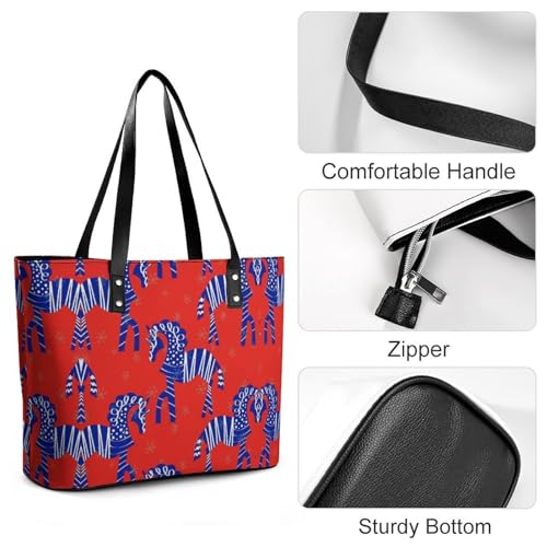 Women's Leather Tote Bag Fashion Handbag for Work Travel Shopping Daily Use Large Capacity Shoulder Purse