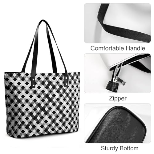 Women's Leather Tote Bag Fashion Handbag for Work Travel Shopping Daily Use Large Capacity Shoulder Purse