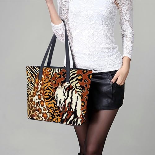 Women's Leather Tote Bag Fashion Handbag for Work Travel Shopping Daily Use Large Capacity Shoulder Purse