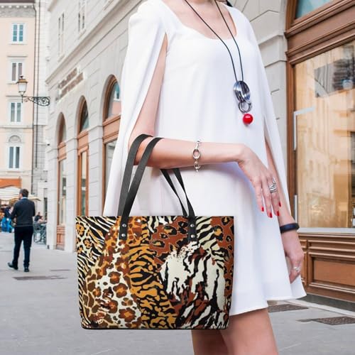 Women's Leather Tote Bag Fashion Handbag for Work Travel Shopping Daily Use Large Capacity Shoulder Purse