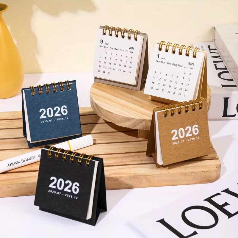 10pcs 2026 Mini Desk Calendar Set - Monthly Planner with Golden Accents, Compact Design for Home, Office, Party, Christmas & Back-to-School Gifts, Desk Calendar Set, Office Supplies, Elegant Cover Design, Durable Paper Material, Mini Calendar