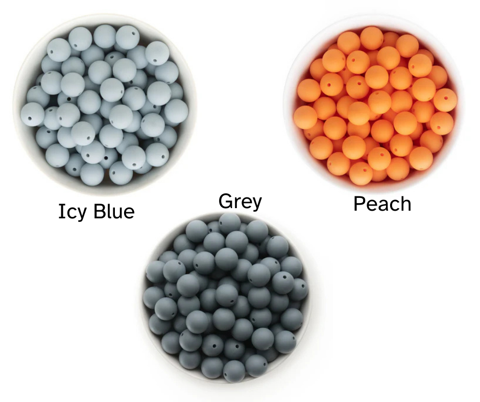 Solid Color 15mm Silicone Beads