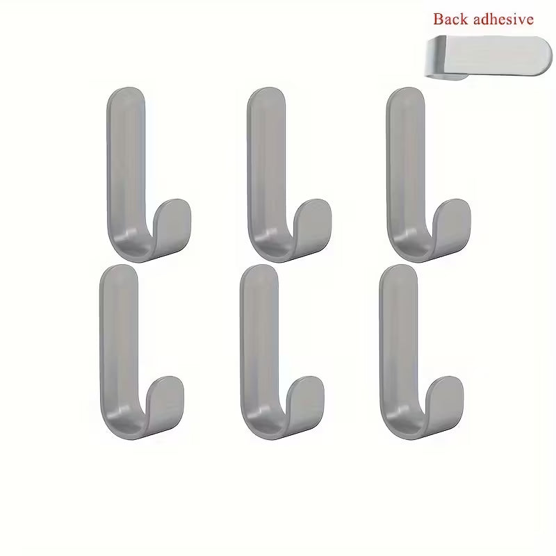 6pcs Heavy-Duty Hooks - No Drill Installation, Space-Saving Organizer