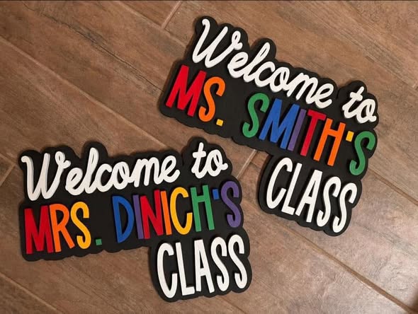 School teacher door frame signs
