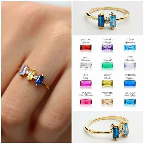 BAGUETTE BIRTHSTONE RINGS