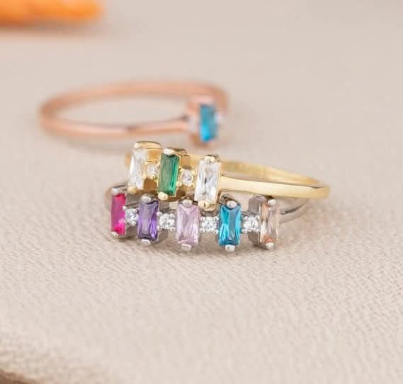 BAGUETTE BIRTHSTONE RINGS