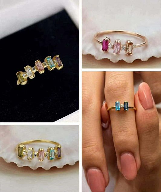 BAGUETTE BIRTHSTONE RINGS