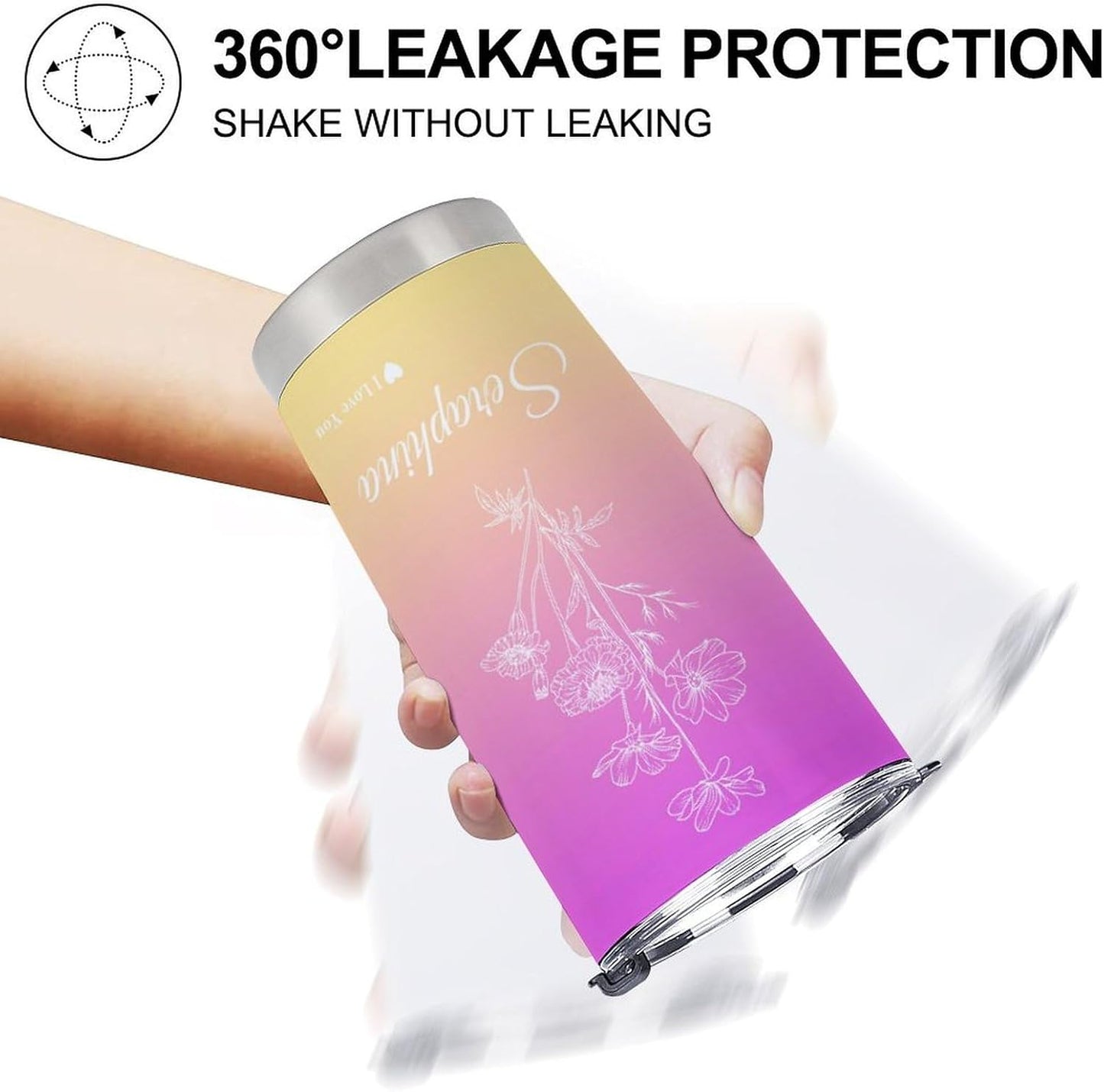 Personalized Tumbler + Flower + Text