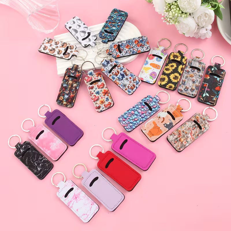 21pcs Lipstick Holder Keychain Bulk Neoprene Lipstick Gloss Lipstick Pouch with Metal Ring for Lipstick Lanyard Birthday Gift Travel Key Ring Holder, Multiple Colors, Modern.