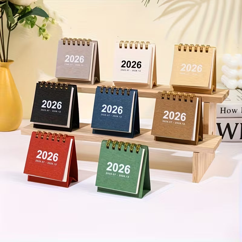 10pcs 2026 Mini Desk Calendar Set - Monthly Planner with Golden Accents, Compact Design for Home, Office, Party, Christmas & Back-to-School Gifts, Desk Calendar Set, Office Supplies, Elegant Cover Design, Durable Paper Material, Mini Calendar