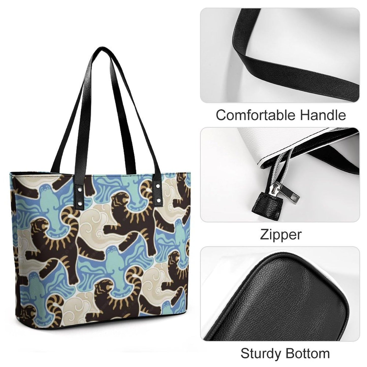 Women's Leather Tote Bag Fashion Handbag for Work Travel Shopping Daily Use Large Capacity Shoulder Purse