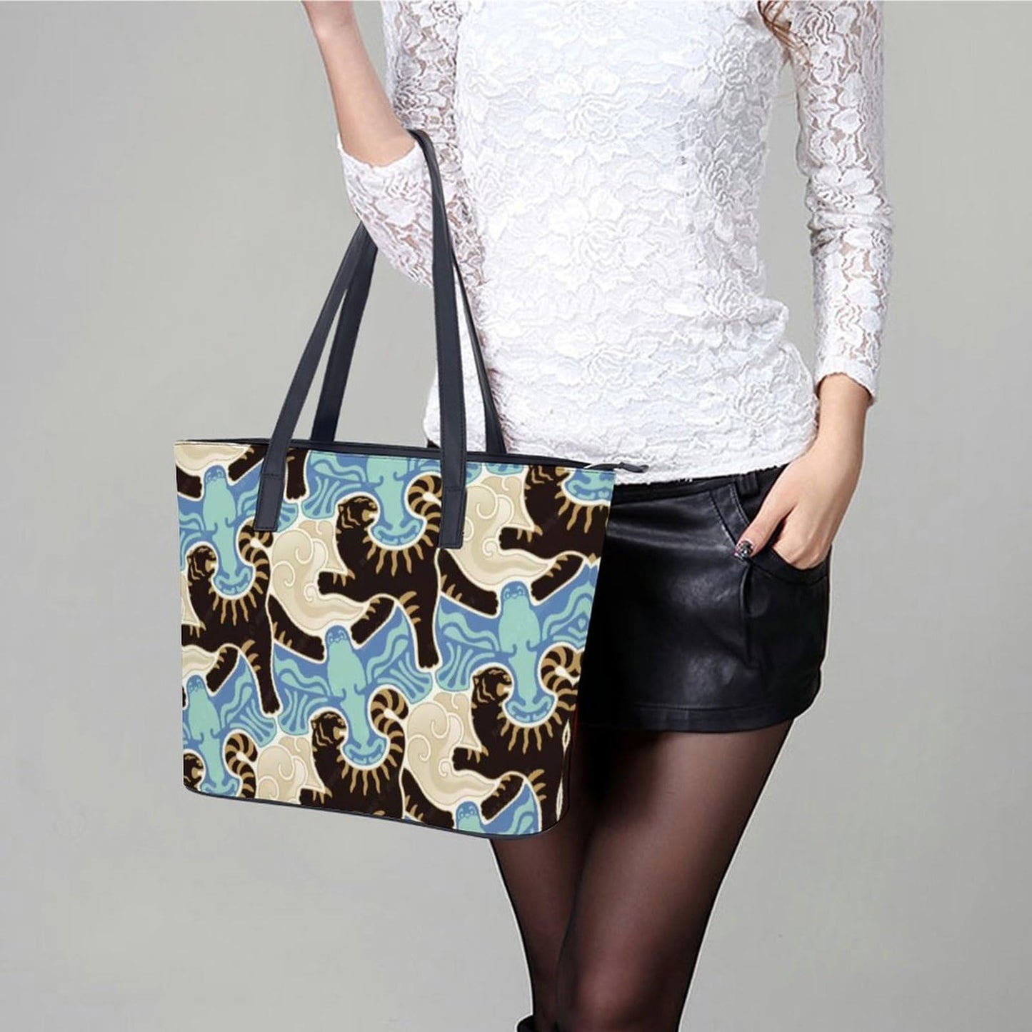 Women's Leather Tote Bag Fashion Handbag for Work Travel Shopping Daily Use Large Capacity Shoulder Purse