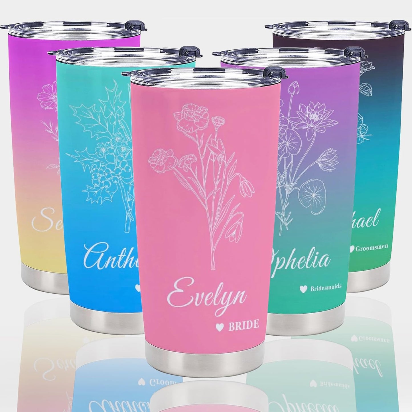 Personalized Tumbler + Flower + Text