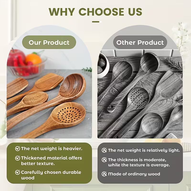 5Pcs Premium Wooden Kitchen Utensils Kit
