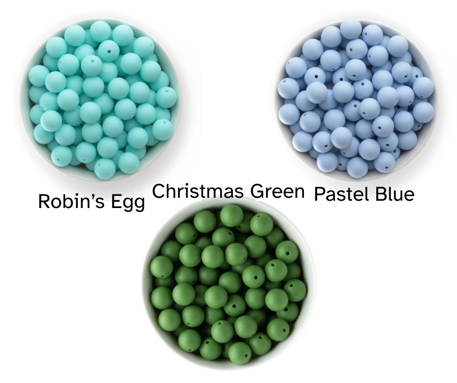 Solid Color 15mm Silicone Beads