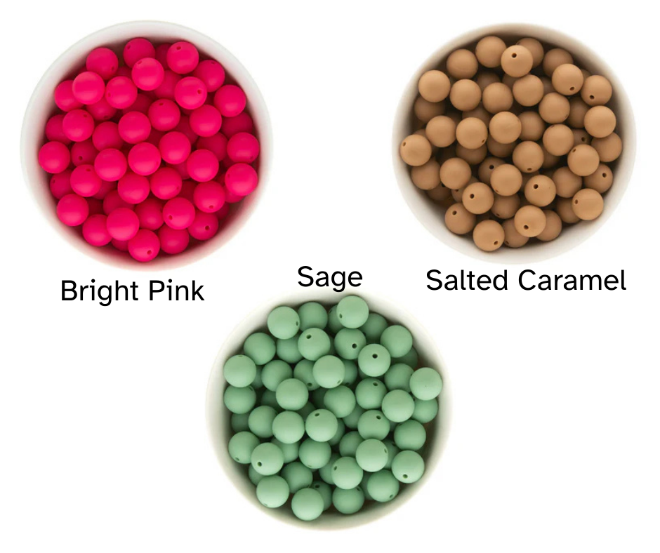 Solid Color 15mm Silicone Beads