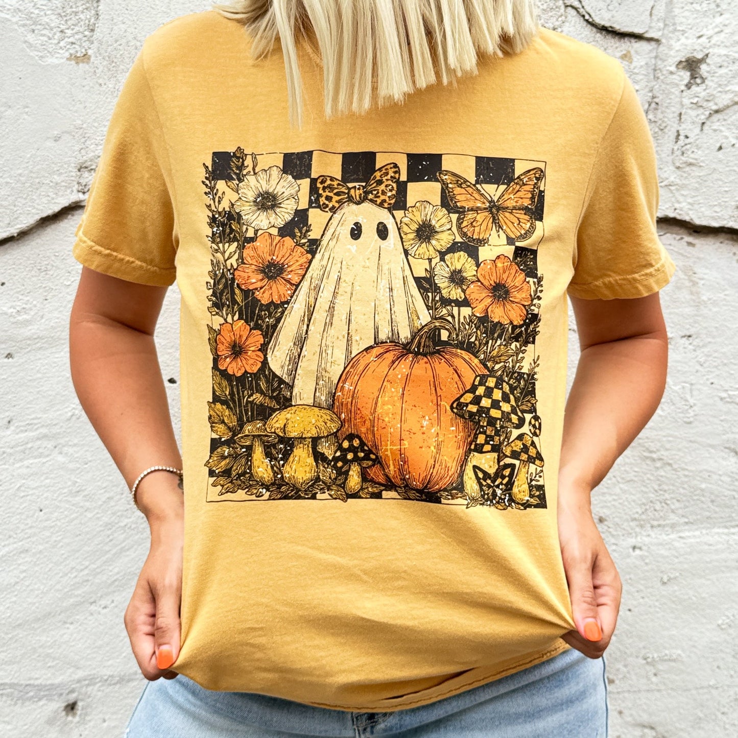 Checker Ghost Floral Soft Graphic Tee