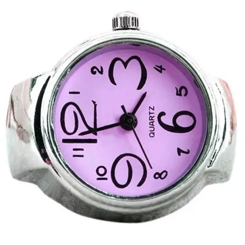 Finger Ring Watch Women/Girl Sleek Steel Round Dial Elastic Quartz Finger Ring With Watch Female Ring Mini Size Gift for Student