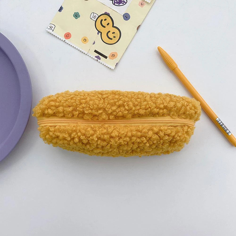 Lambswool Pencil Case Pen Pouch Plush Kawaii Zipper Bags Cosmetic Make Up Organizer  School Office Stationery Supplies