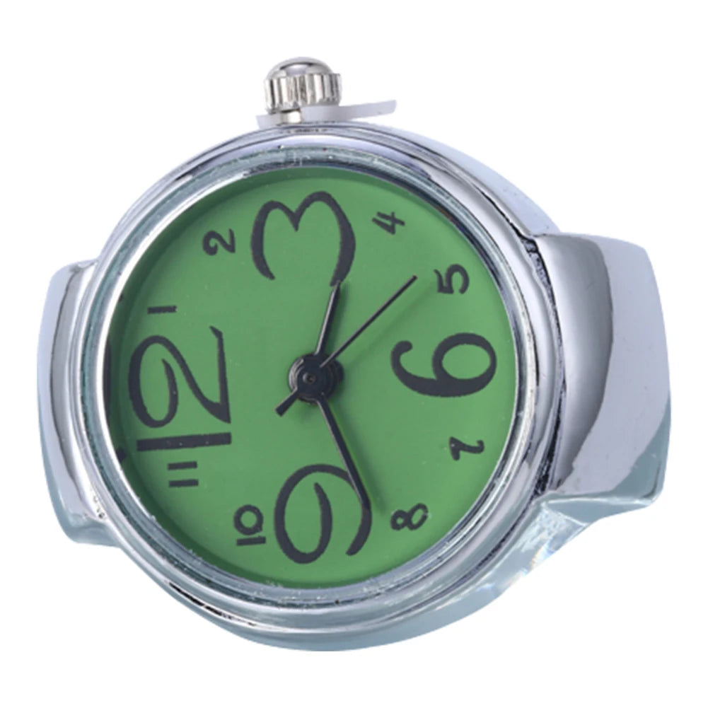 Finger Ring Watch Women/Girl Sleek Steel Round Dial Elastic Quartz Finger Ring With Watch Female Ring Mini Size Gift for Student