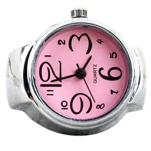 Finger Ring Watch Women/Girl Sleek Steel Round Dial Elastic Quartz Finger Ring With Watch Female Ring Mini Size Gift for Student