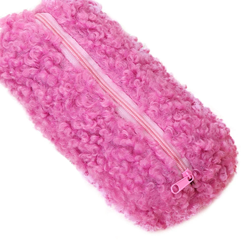 Lambswool Pencil Case Pen Pouch Plush Kawaii Zipper Bags Cosmetic Make Up Organizer  School Office Stationery Supplies