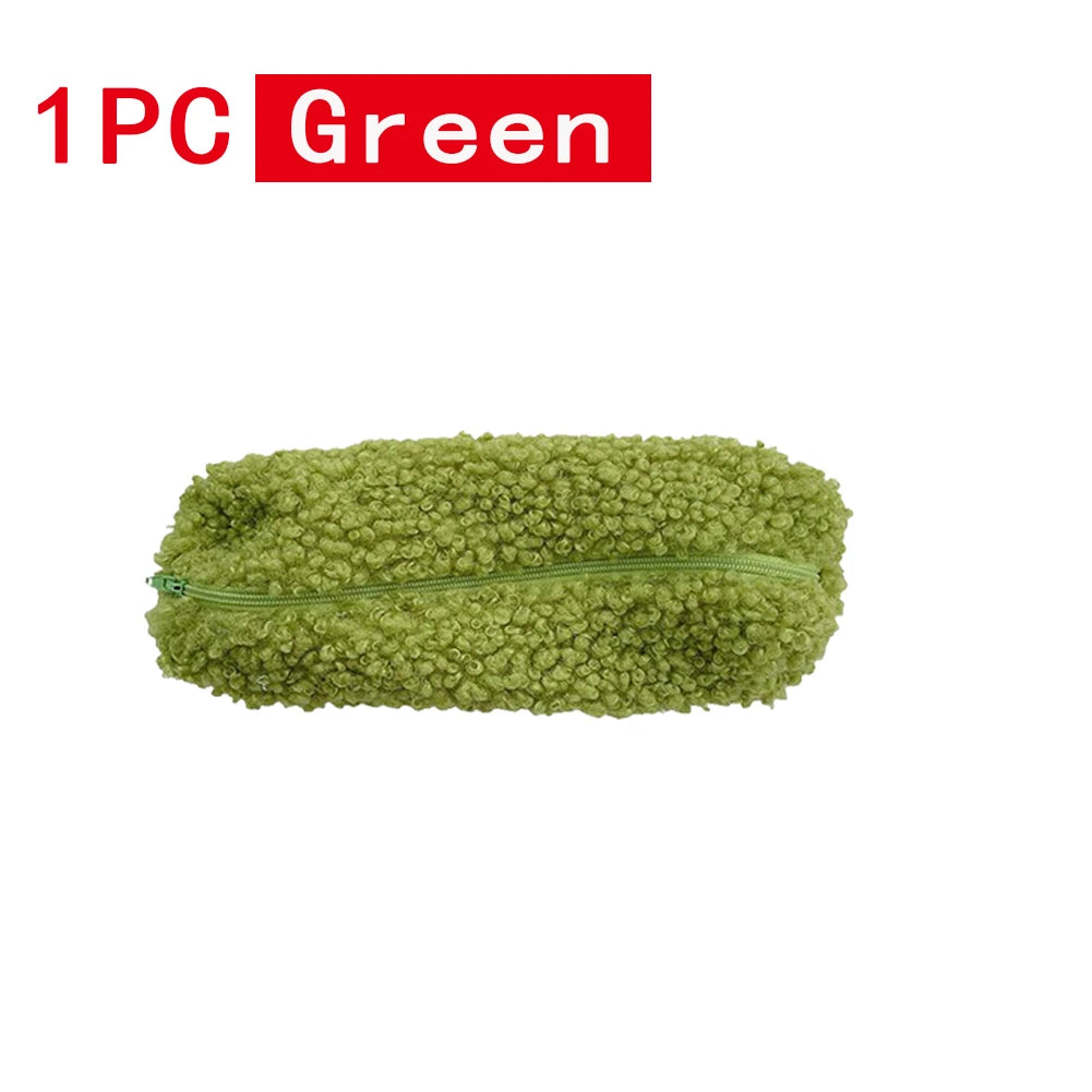 Lambswool Pencil Case Pen Pouch Plush Kawaii Zipper Bags Cosmetic Make Up Organizer  School Office Stationery Supplies