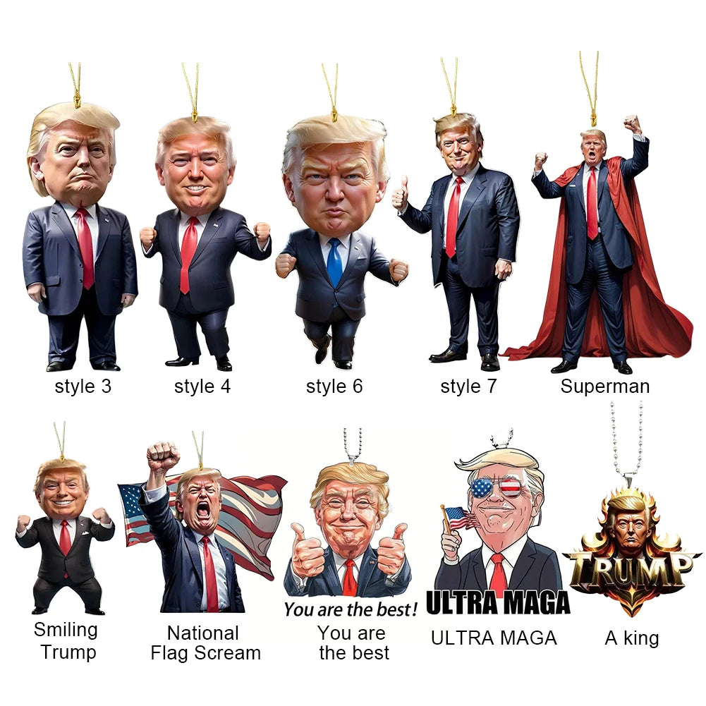 Acrylic Trump Car Hanging Ornament Trump America Presidential Election Decor Prop Trump Hanging Charm for Car Rear View Mirror