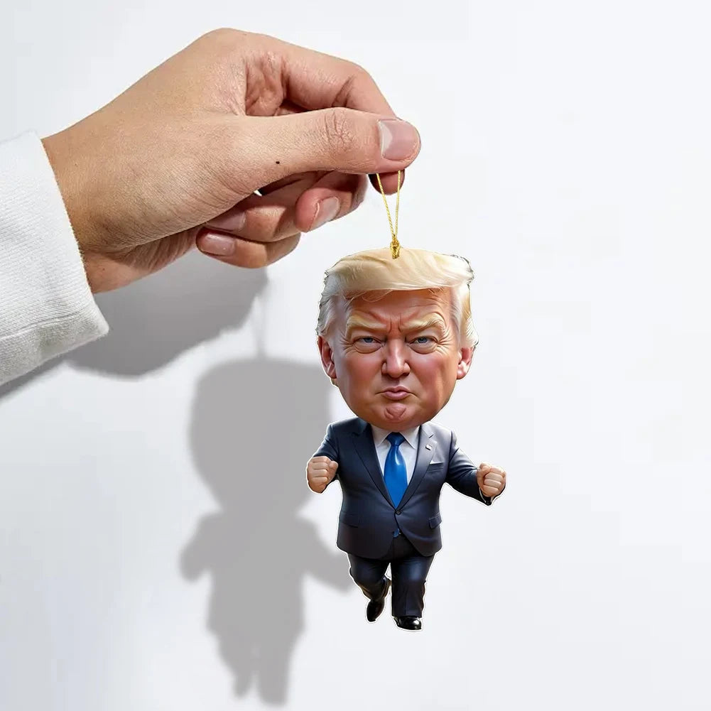 Acrylic Trump Car Hanging Ornament Trump America Presidential Election Decor Prop Trump Hanging Charm for Car Rear View Mirror