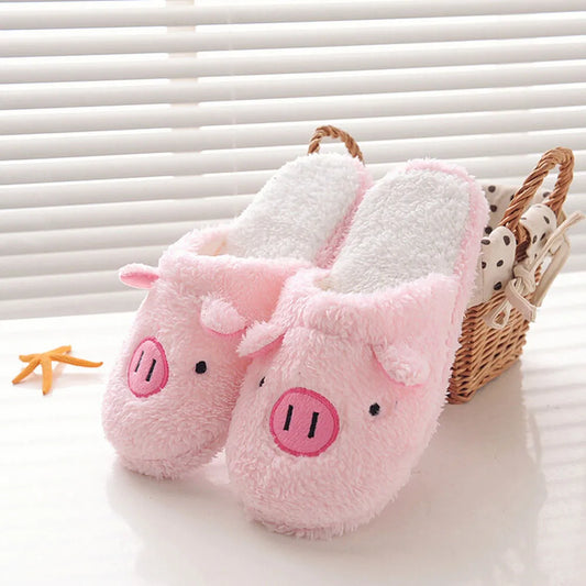 Women's Winter Slipper Chinelos Pantufas Adulto Fashion Lovely Bear Pig Indoor House Slippers With Fur New Home Shoes For Women