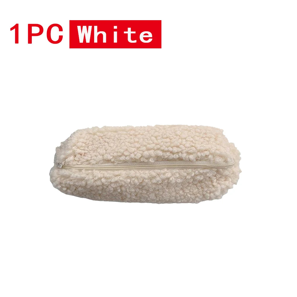 Lambswool Pencil Case Pen Pouch Plush Kawaii Zipper Bags Cosmetic Make Up Organizer  School Office Stationery Supplies