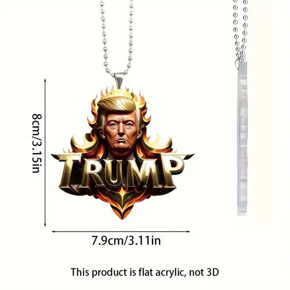 Acrylic Trump Car Hanging Ornament Trump America Presidential Election Decor Prop Trump Hanging Charm for Car Rear View Mirror