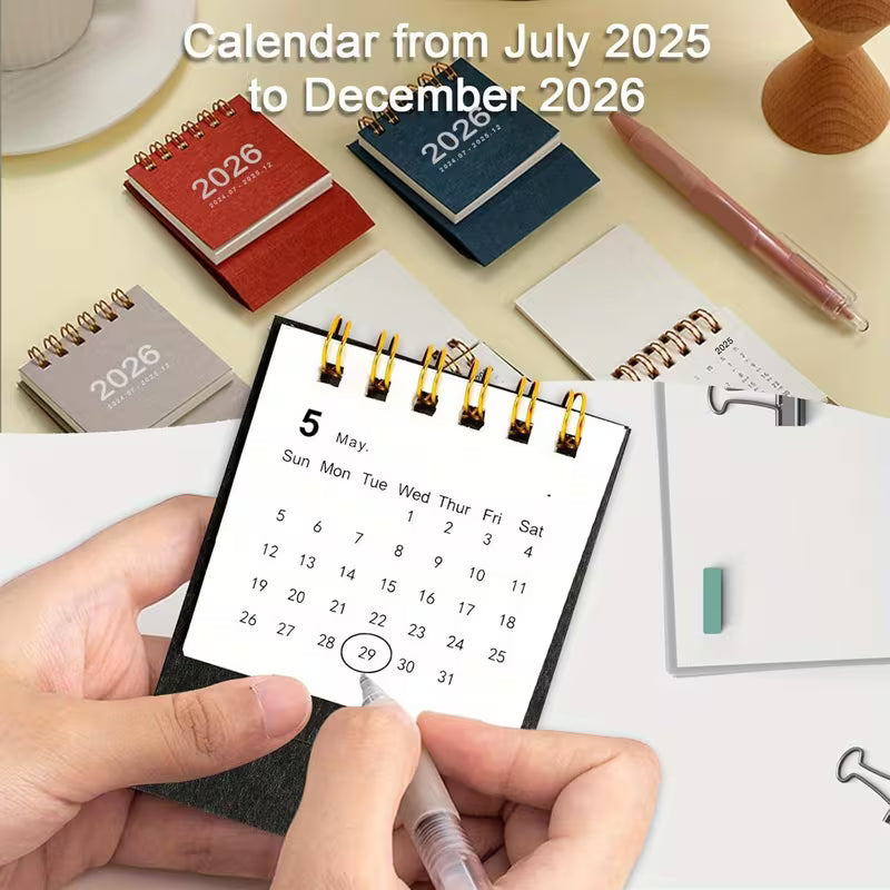 10pcs 2026 Mini Desk Calendar Set - Monthly Planner with Golden Accents, Compact Design for Home, Office, Party, Christmas & Back-to-School Gifts, Desk Calendar Set, Office Supplies, Elegant Cover Design, Durable Paper Material, Mini Calendar