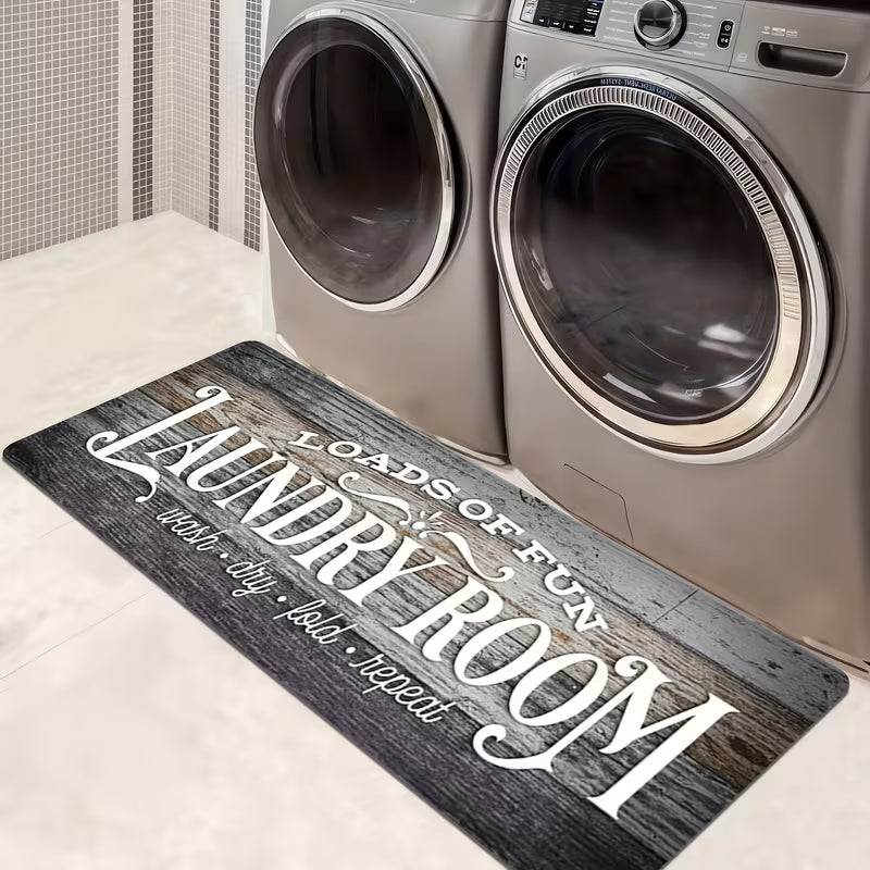 Non-slip Washable Farmhouse Retro Laundry Room Runner Mat
