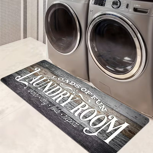 Non-slip Washable Farmhouse Retro Laundry Room Runner Mat