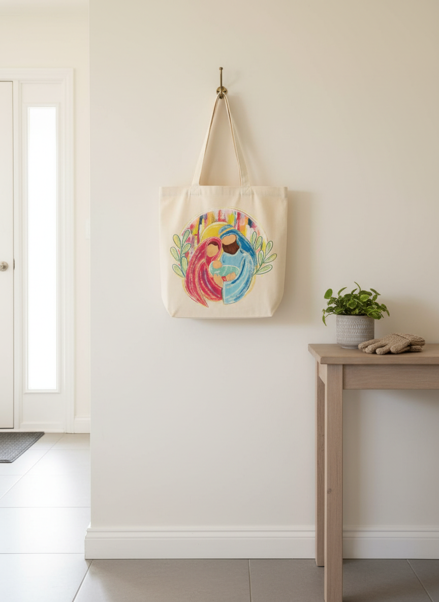 nativity tote bag