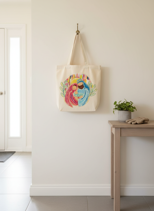 nativity tote bag