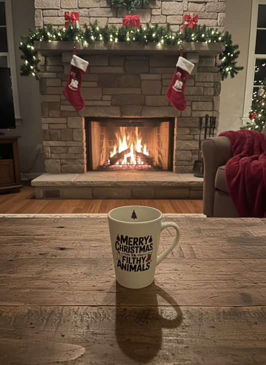 "Merry Christmas, Ya Filthy Animals” mug